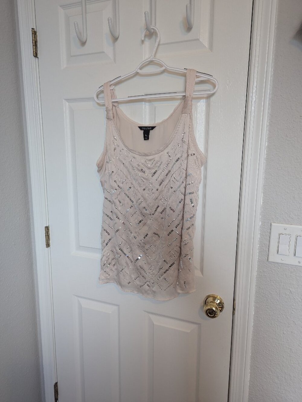 Vintage Glam!  Champagne Sequins & Beads! | WHBM | XL | Bra Friendly Tank | EVC